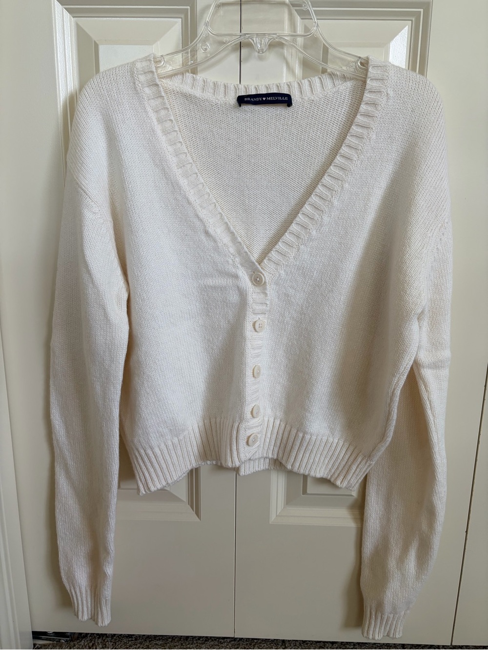 Brandy Melville Cream V-Neck Button Front Cardigan